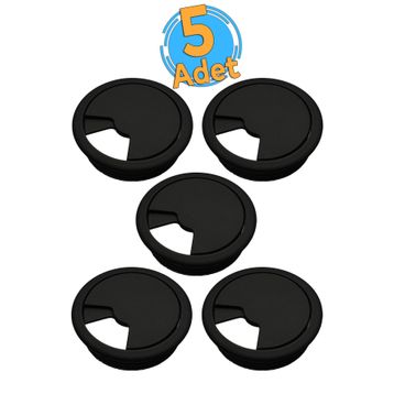 Badem10 Siyah 5x6 cm Masa Üstü Kablo Kanalı Deliği Kapağı