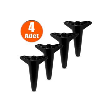 Badem10 Siyah Baza Ayak 20 cm 4 Adet Mobilya Kanepe Sehpa Puf Koltuk Ayağı