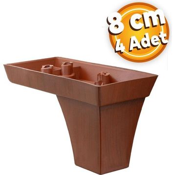 Badem10 Venüs Lüks 8 cm Kahverengi 4 Adet Baza Mobilya Kanepe Sehpa TV Ünitesi Koltuk Ayağı