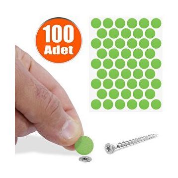 Badem10 Yapışkanlı 100 Adet Çim Yeşil Vida Kapatıcı Kapağı