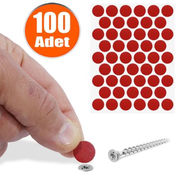 Badem10 Yapışkanlı 100 Adet Kırmızı Vida Kapatıcı Kapağı