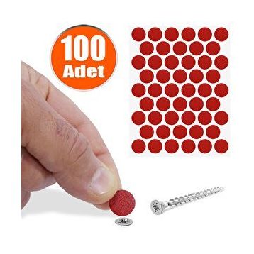 Badem10 Yapışkanlı 100 Adet Kırmızı Vida Kapatıcı Kapağı