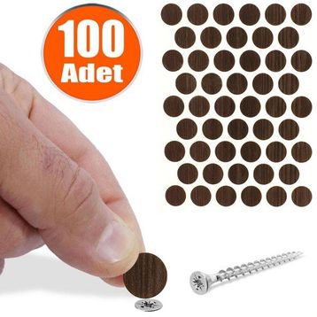 Badem10 Yapışkanlı 100 Adet Metalik Karaağaç Vida Kapatıcı Kapağı