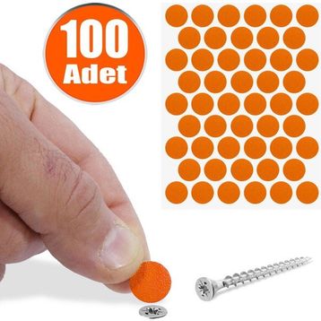 Badem10 Yapışkanlı 100 Adet Turuncu Vida Kapatıcı Kapağı