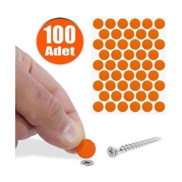 Badem10 Yapışkanlı 100 Adet Turuncu Vida Kapatıcı Kapağı