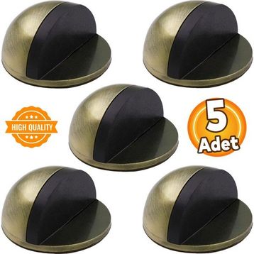Badem10 Yapışkanlı Metal Kapı Stopu Antik Sarı 5 Adet Yarımay Kapı Durdurucu Tutucu Stoperi Tamponu