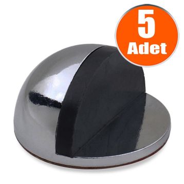 Badem10 Yapışkanlı Metal Kapı Stopu Füme 5 Adet Yarımay Kapı Durdurucu Tutucu Stoperi Tamponu