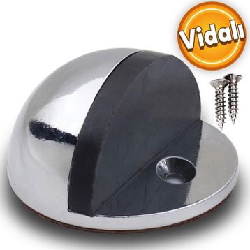 Badem10 Yarımay Kapı Krom Vidalı Metal Kapı Stopu Durdurucu Tutucu