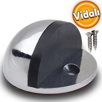 Badem10 Yarımay Kapı Krom Vidalı Metal Kapı Stopu Durdurucu Tutucu