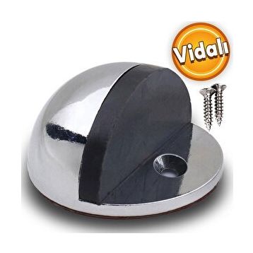 Badem10 Yarımay Kapı Krom Vidalı Metal Kapı Stopu Durdurucu Tutucu