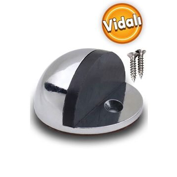 Badem10 Yarımay Kapı Krom Vidalı Metal Kapı Stopu Durdurucu Tutucu