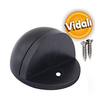 Badem10 Yarımay Kapı Mat Siyah Vidalı Metal Kapı Stopu Durdurucu Tutucu