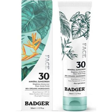 Badger Organik Spf30 Mavi Işık Korumalı Mineral Filtreli 50 ml Yüz Güneş Kremi