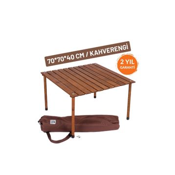 Bag The Joy Kahverengi 70x70x40 cm Rulo Kamp Masası