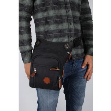 Bagacar SV3470 Siyah Erkek Bel ve Bacak Motorcu Çantası