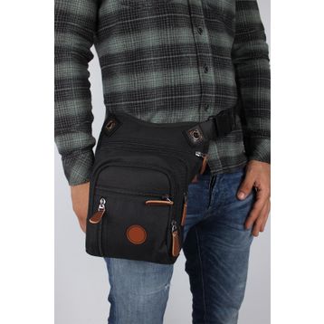 Bagacar SV3470 Siyah Erkek Bel ve Bacak Motorcu Çantası