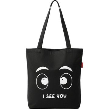 Baghashtag I See You Baskılı Siyah Bez Kadın Günlük Çanta