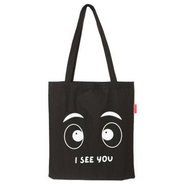 Baghashtag I See You Baskılı Siyah Bez Kadın Günlük Çanta