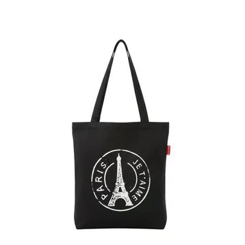 Baghashtag Paris Baskılı Siyah Bez Kadın Günlük Çanta