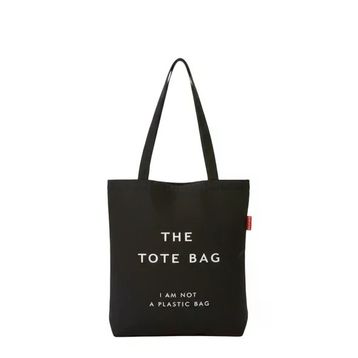 Baghashtag the Tote Bag Baskılı Siyah Bez Kadın Günlük Çanta