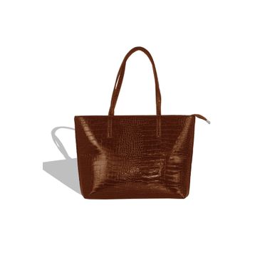 Bagorama Kroko Taba Deri Geniş Omuz Çantası