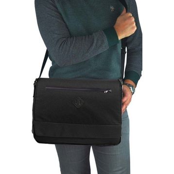 Bagorama Siyah 15 inç Unisex Postacı Çantası