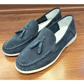 Bags Shoes 441260 Mavi Northam Erkek Hakiki Süet Deri Püsküllü Loafer Ayakkabı