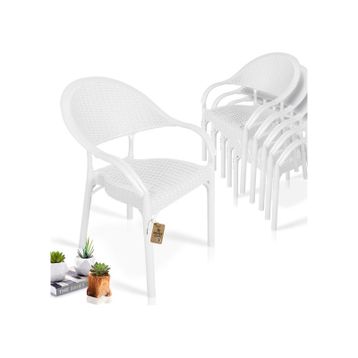 Bahex Bambu Rattan Beyaz 6 Adet Bahçe Sandalyesi