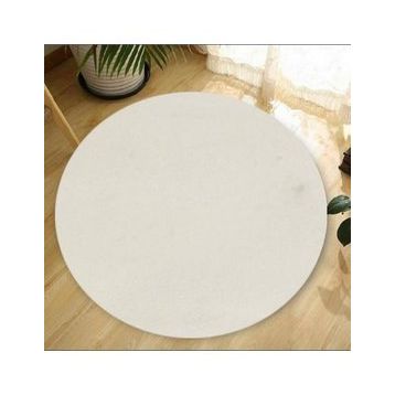Balat Halı Dekoratif Beyaz Gri Desenli Peluş Papatya Desen Beyaz 150x150 cm Salon Halı