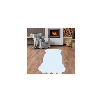 Balat Halı Lazer Kesim Dekor Peluş Uzun Tüylü Yolluk Halı Beyaz 150x230