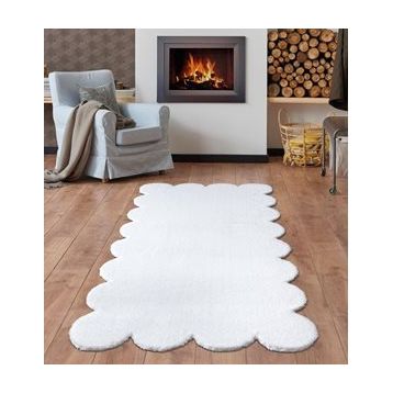 Balat Halı Lazer Kesim Peluş Uzun Tüylü Yolluk Halı Kırmızı Dekor 80x150