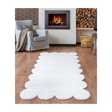 Balat Halı Lazer Kesim Peluş Uzun Tüylü Yolluk Halı Kırmızı Dekor 80x150