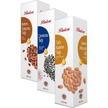 Balen 250 ml Çörek Otu-Keten Tohumu-Tatlı Badem Soğuk Pres