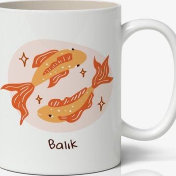 Balık Burcu Baskılı Kupa