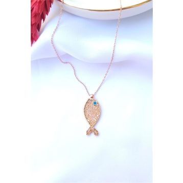 Balık Zirkon Taşlı Kolye
