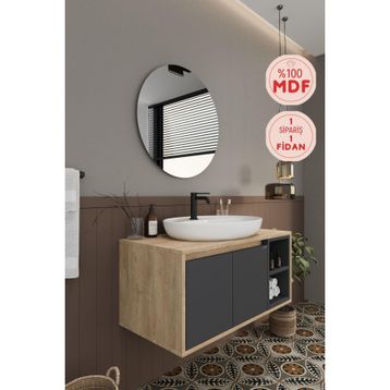Balneom Gül 90 cm Aynalı Lavabo Banyo Dolabı
