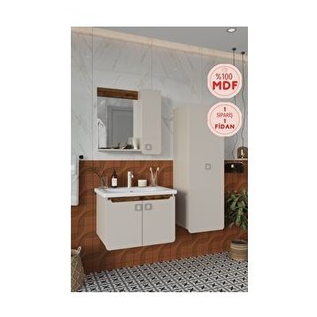 Balneom Selvi 65 cm Aynalı Üst Lavabo ve Banyo Boy Dolabı