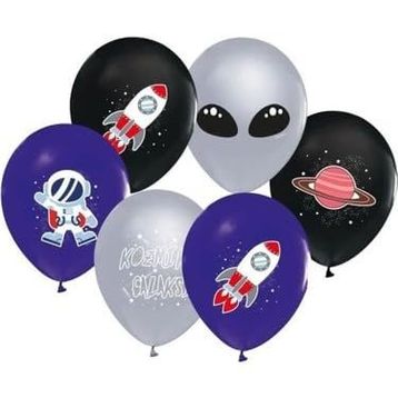 Balon Evi TKG8020 4+1 Kozmik Galaksi Baskılı 12 inç 8'li Balon