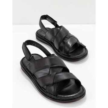 Bambi E05804024103 Siyah Leather Erkek Sandalet