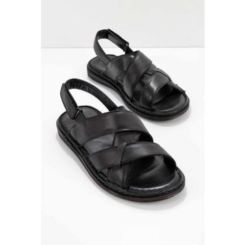 Bambi E05804024103 Siyah Leather Erkek Sandalet