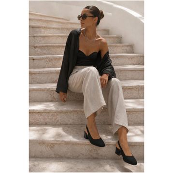 Bambi K01213105782 Siyah Triko Kadın Klasik Topuklu Ayakkabı