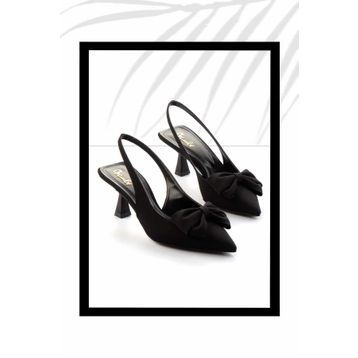 Bambi K01231363204 Siyah Kumaş Kadın Klasik Topuklu Ayakkabı
