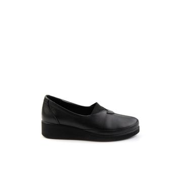Bambi K01331750903 Siyah Leather Kadın Dolgu Topuklu Ayakkabı