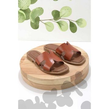 Bambi K04826050003 Turuncu Leather Kadın Terlik