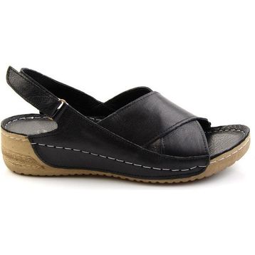Bambi K05331031103 Siyah Leather Kadın Sandalet