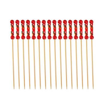 Bamboo Forever Bambu Kırmızı Örgülü 12 cm 100 Adet Kürdan