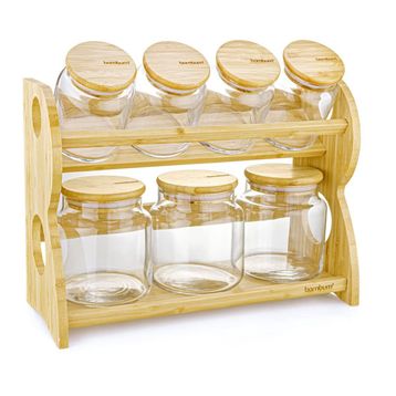 Bambum Bench 8 Parça 2 Katlı Standlı Baharatlık Seti