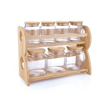 Bambum Bench 8 Parça 2 Katlı Standlı Baharatlık Seti