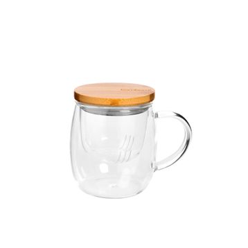 Bambum Dani Bambu Kapaklı 350 ml Cam Kupa