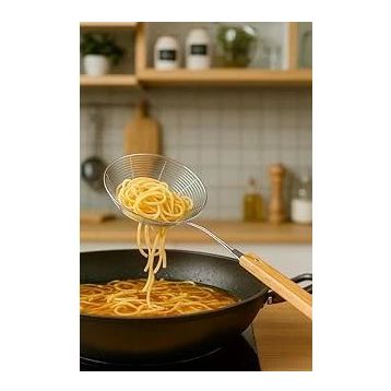 Bambum Ladle Bambu Saplı Tel 18 cm Kevgir